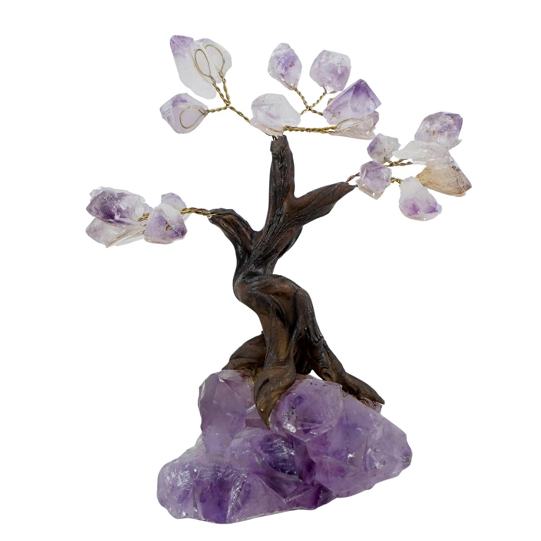 (3 Pc) Amethyst Semi-Precious Stone Tree On Pyrite Base (1 of 16)
