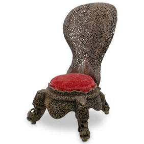 19th Century Anglo Indian Carved Wood Chair