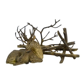 Antique Austrian Cold Painted Bronze Deer W/ Branches