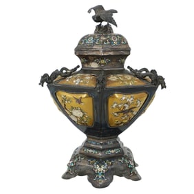 Japanese Meiji Period Shibayama Koro With Stand