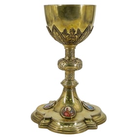 Antique French Vermeil Sterling Silver Religious Chalice