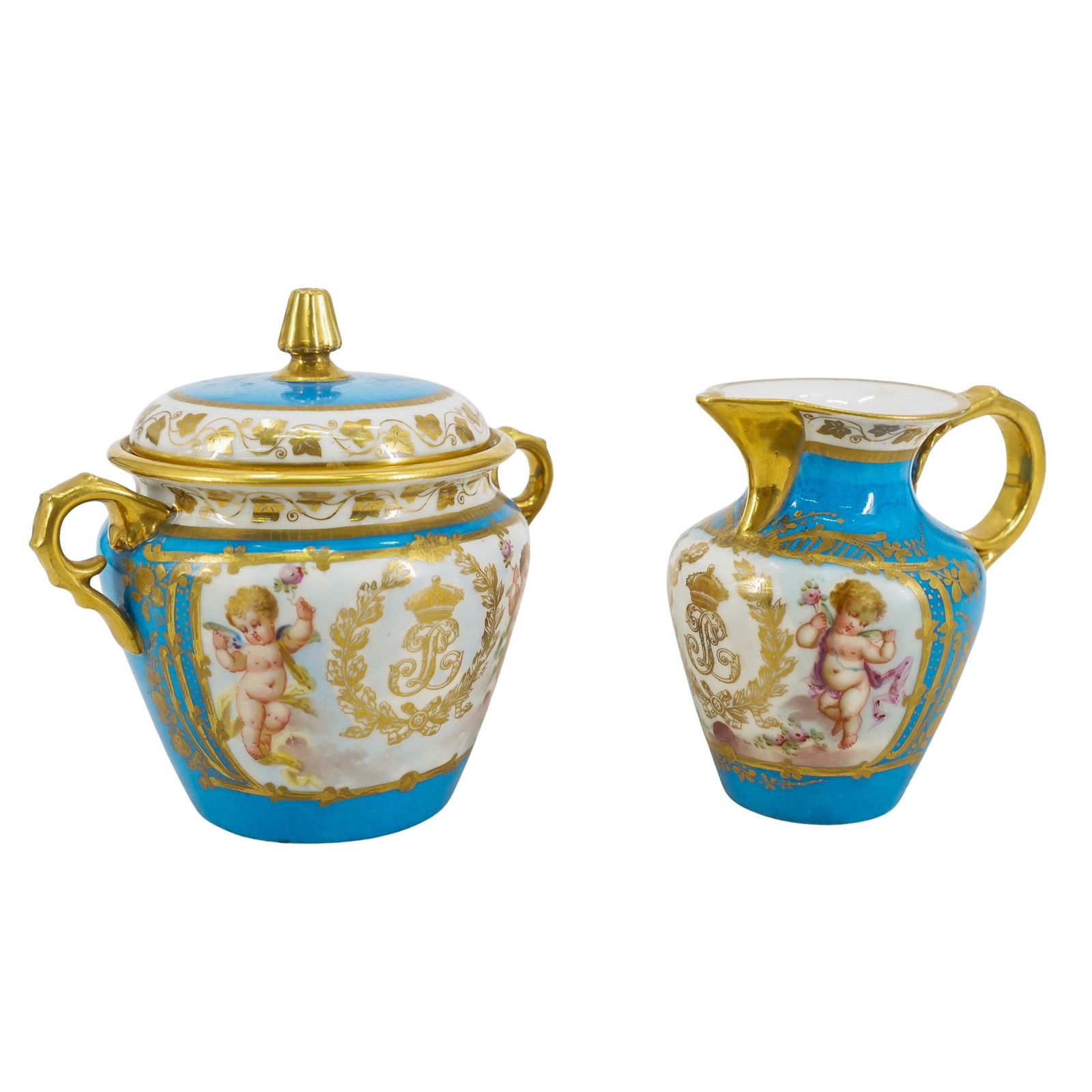 (2 Pc) Antique Sevres King Louis Philippe Porcelain Grouping (1 of 12)