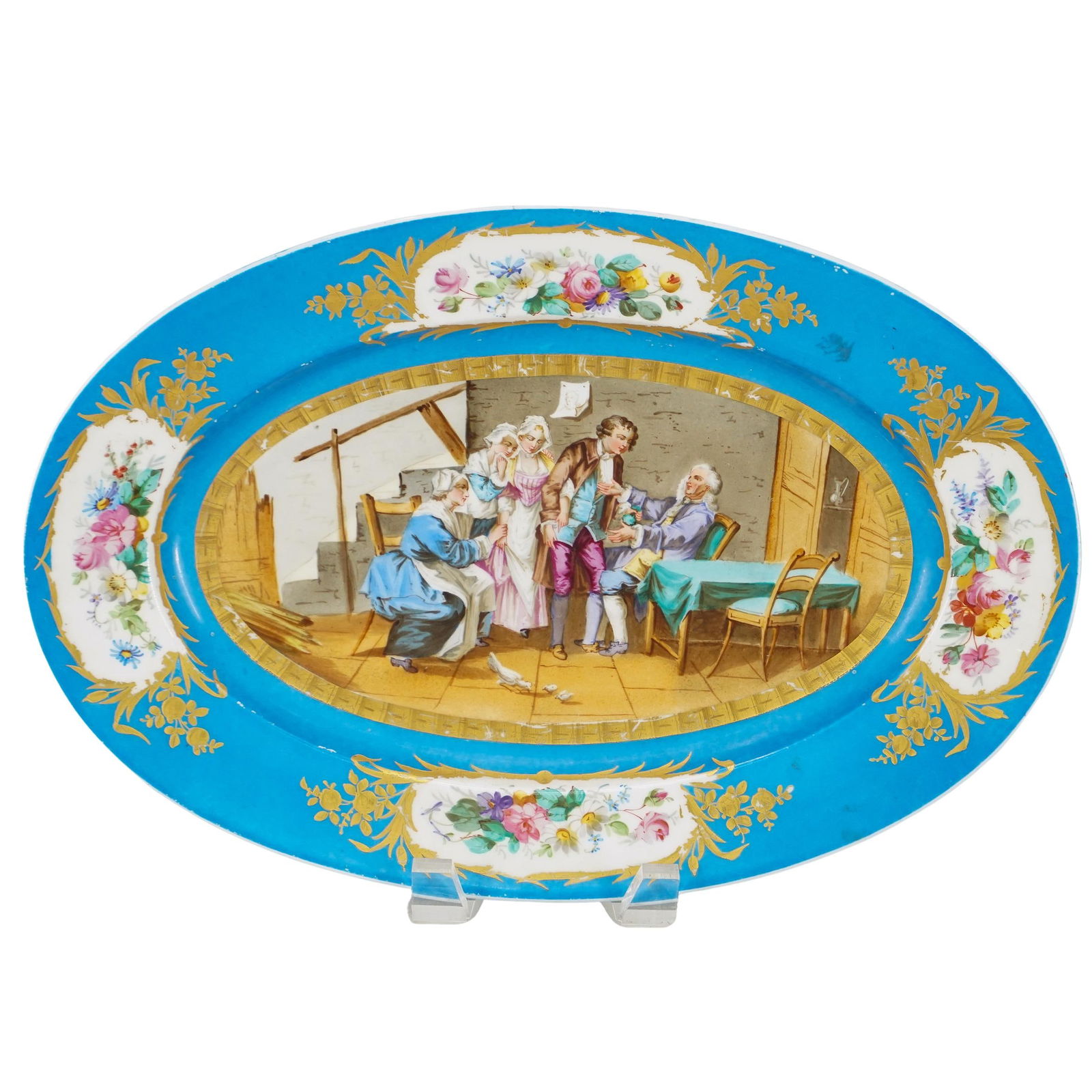 Antique Sevres Porcelain "Accordée de Village" Oval Serving Dish (1 of 6)