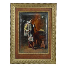 After Meissonier "Man Choosing A Sword" Limoges Enamel Plaque