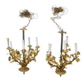 (2 Pc) French Gilt Bronze Chandeliers