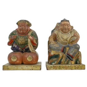 Pair Of Antique Japanese Lacquered Lucky Gods