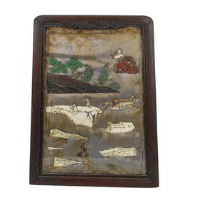 Antique Chinese Mounted Carving Panel