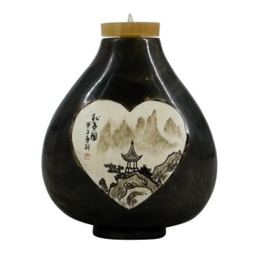 Antique Chinese Carved Horn And Carved Bone Snuff Bottle