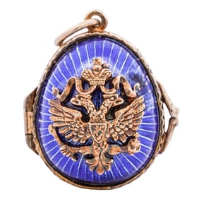 Antique Russian Enamel Egg Locket Pendant