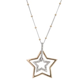 14k Gold and Diamond Star Necklace