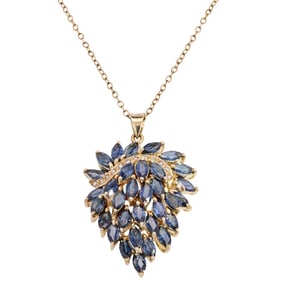 14k Gold, Diamond, and Sapphire Necklace