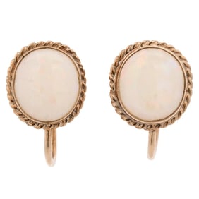 Pair Of Australian 10K Gold Opal Screw Back Earrings