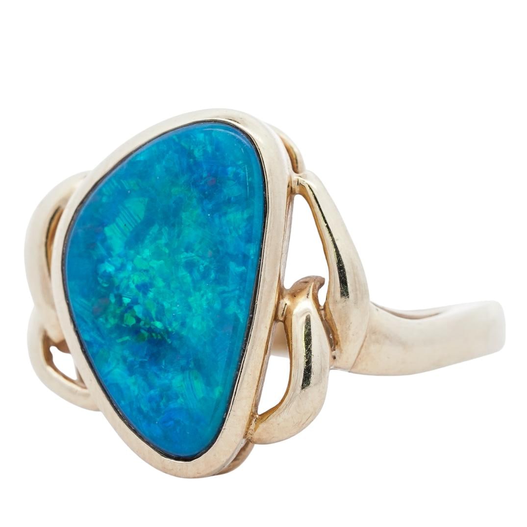 Australian 14K Gold Black Opal Ring (1 of 4)