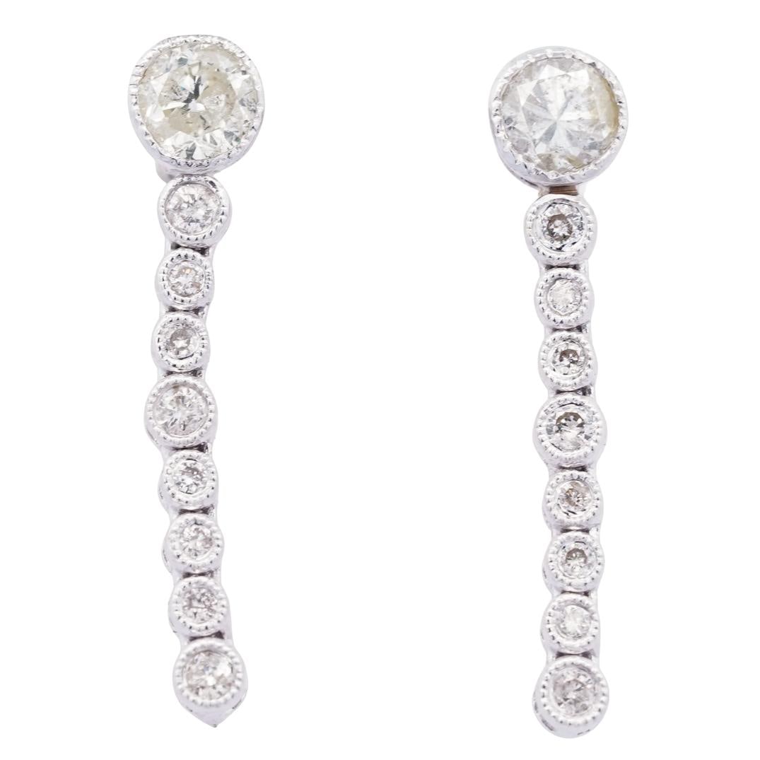 14K White Gold European Cut Diamond Chandelier Drop Earrings (1 of 5)