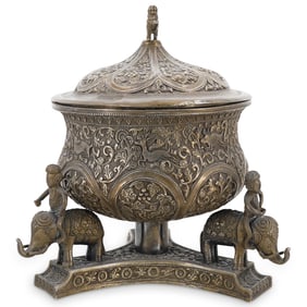 19th Century Indian Silver Covered Bowl