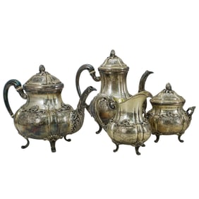 (4 Pc) Vintage Italian 800 Silver Tea Set
