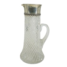 Antique Tiffany & Co Sterling Silver And Cut Crystal Pitcher