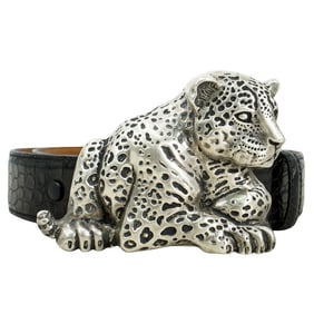 Sterling Silver Leopard Belt Buckle & Belt
