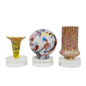 (3 Pc) Art Glass Shades Grouping Collection