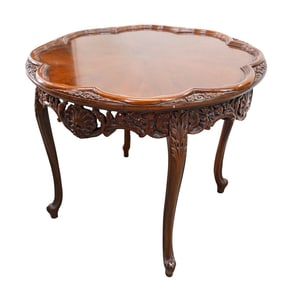 Contemporary Brown Wood Carved Occasional Table