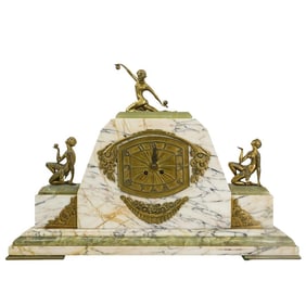 Art Deco Marble & Gilt Bronze Mantel Clock