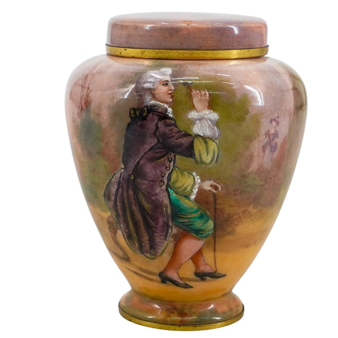 Antique 19th Cent. French Enamel On Gilt Bronze Lidded Urn Vase (1 of 7)