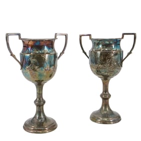 English Britannia Silver-plated Trophy Urns