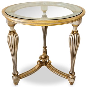 Contemporary Boudoir Table w/ Glass Inset Top