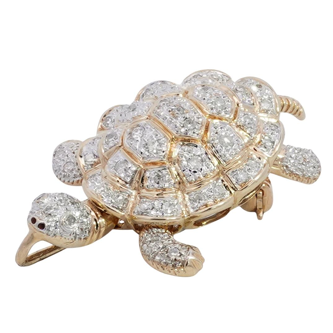 14k Gold and Diamond Turtle Pin/Pendant (1 of 4)