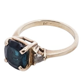 14k Gold, Topaz, and Diamond Ring