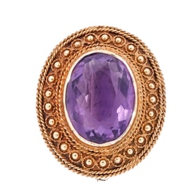 14k Gold and Amethyst Brooch