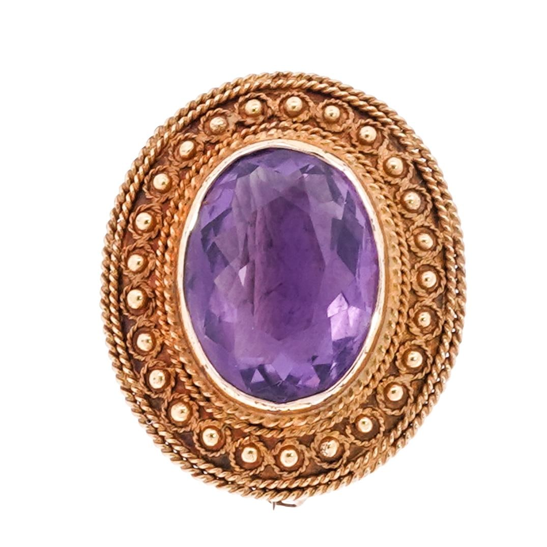 14k Gold and Amethyst Brooch (1 of 5)