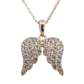 14K Gold On Sterling Angel Wings Pendant Necklace