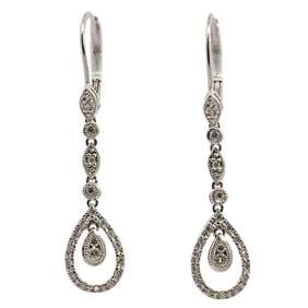 (2 Pc) 10k White Gold and Diamond Earrings