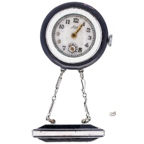Art Deco Enameled Watch Brooch