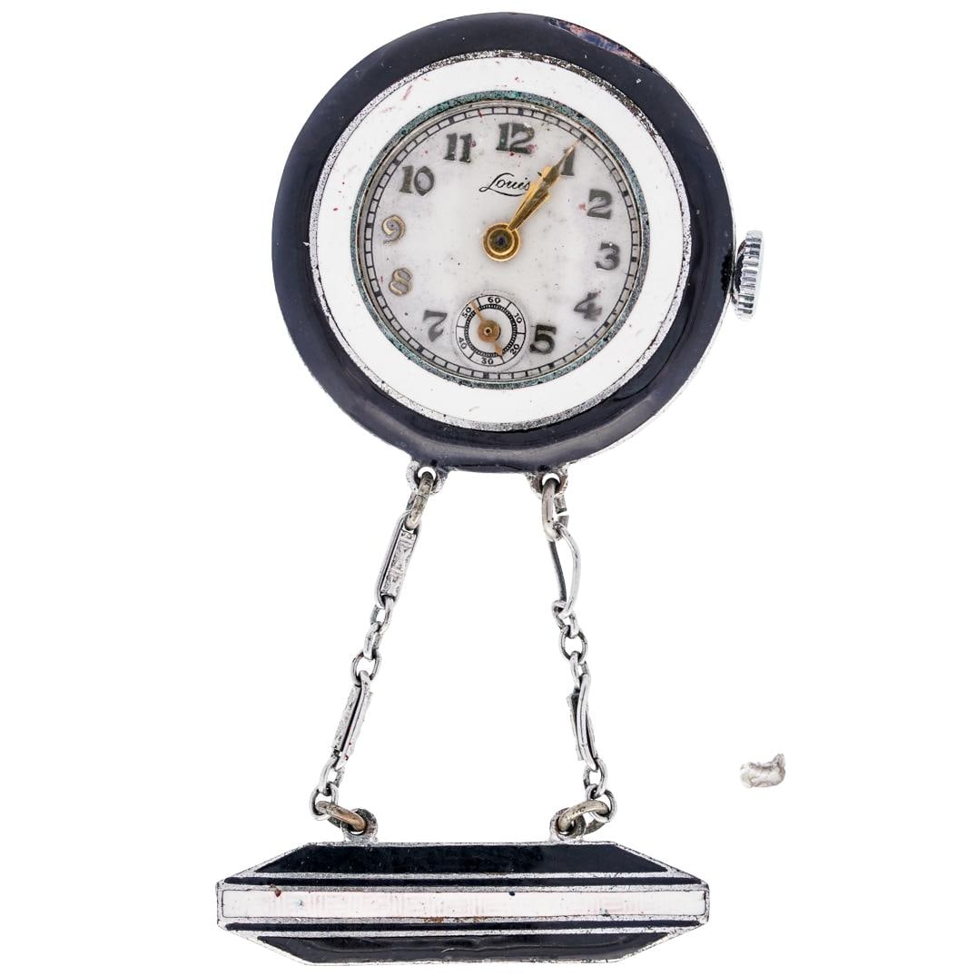 Art Deco Enameled Watch Brooch (1 of 5)