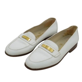 Chanel White Leather Loafers