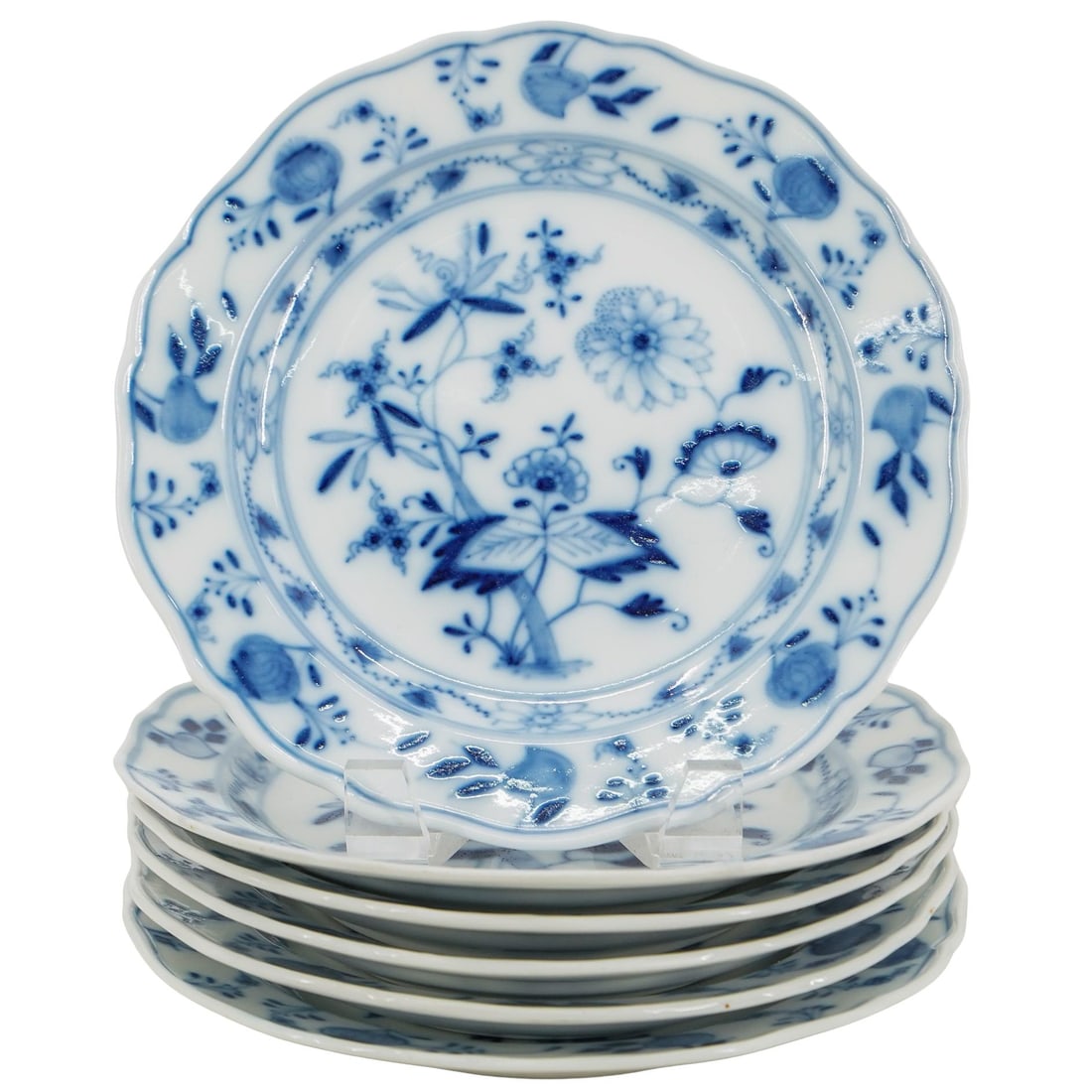 (6 Pc) Meissen Porcelain "Blue Onion" Dessert Plates Set (1 of 6)