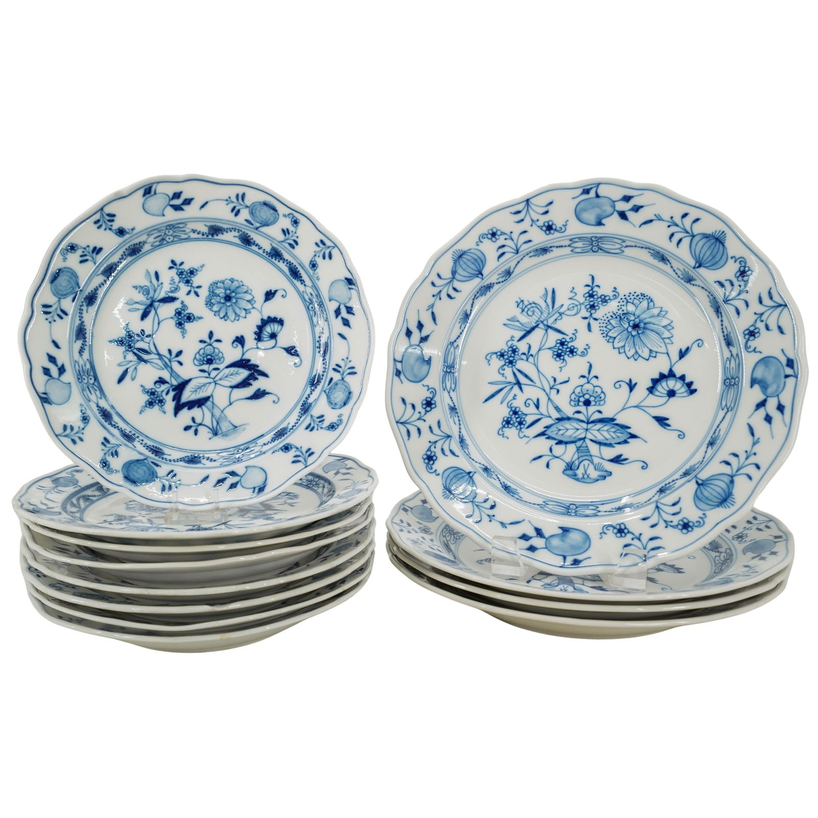 (12 Pc) Meissen Porcelain "Blue Onion" Plates Set (1 of 15)