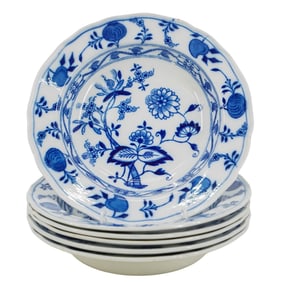 (6 Pc) Cauldon England Meissen 'Blue Onion' Salad / Dessert Plates