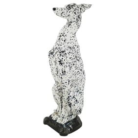 Italian Life Size Spotted Dog Glazed Porcelain Sculpture