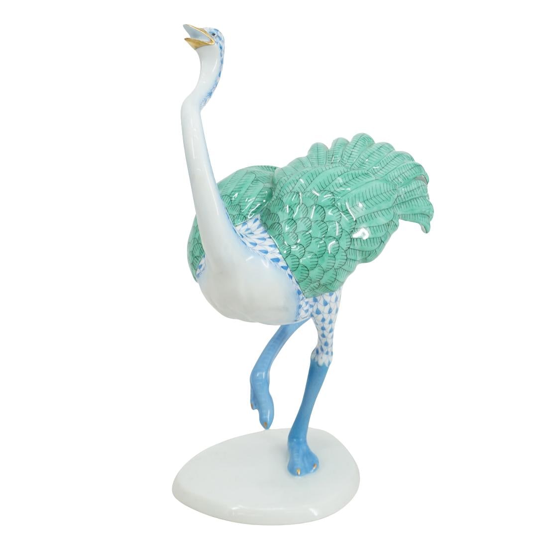 Herend Blue Fishnet Ostrich Porcelain Figurine (1 of 5)