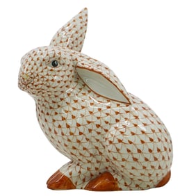Herend Style Rust Fishnet Porcelain Rabbit