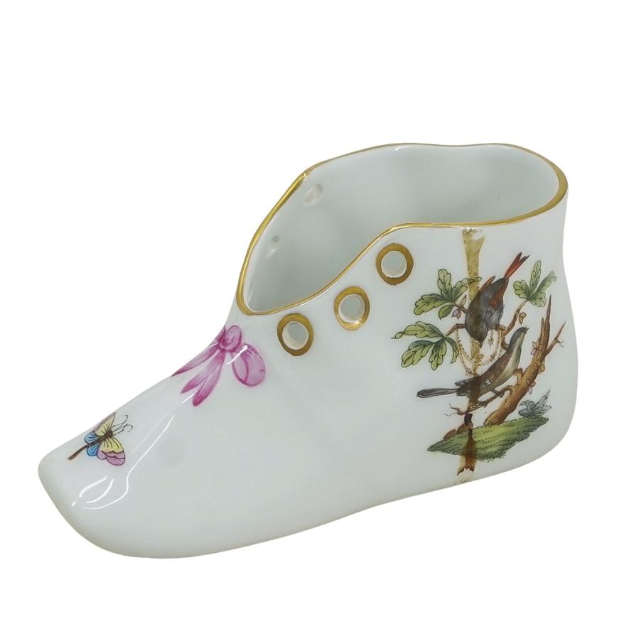 Herend Porcelain "Rothschild Bird (RO)" Baby Shoe Vase (1 of 6)