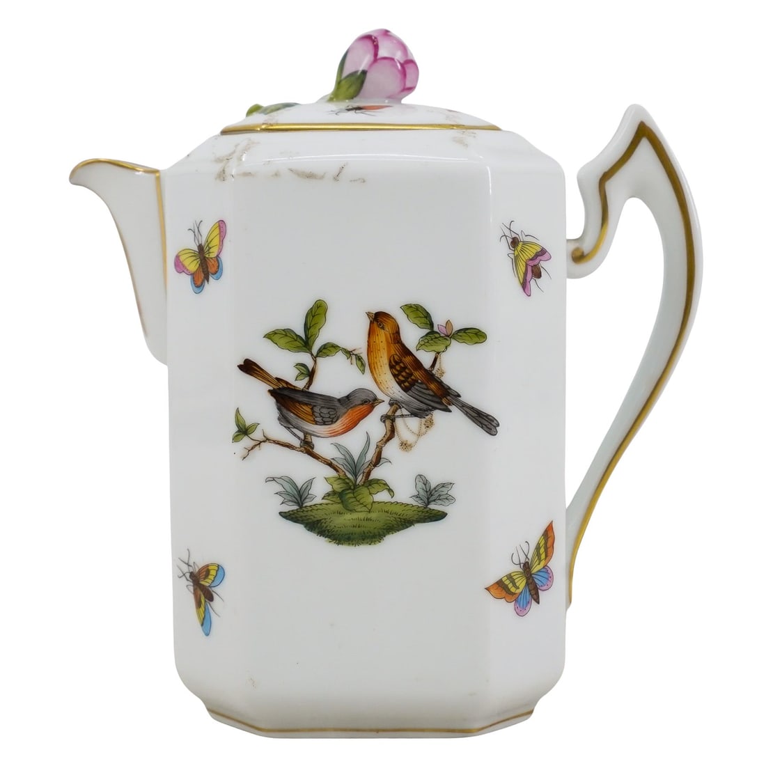 Herend Porcelain "Rothschild Bird" Mini Coffee Pot & Lid (1 of 9)