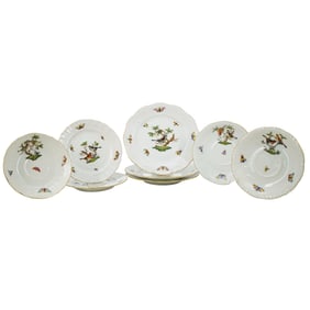 (8 Pc) Herend Porcelain "Rothschild Bird" Assorted Plates Set