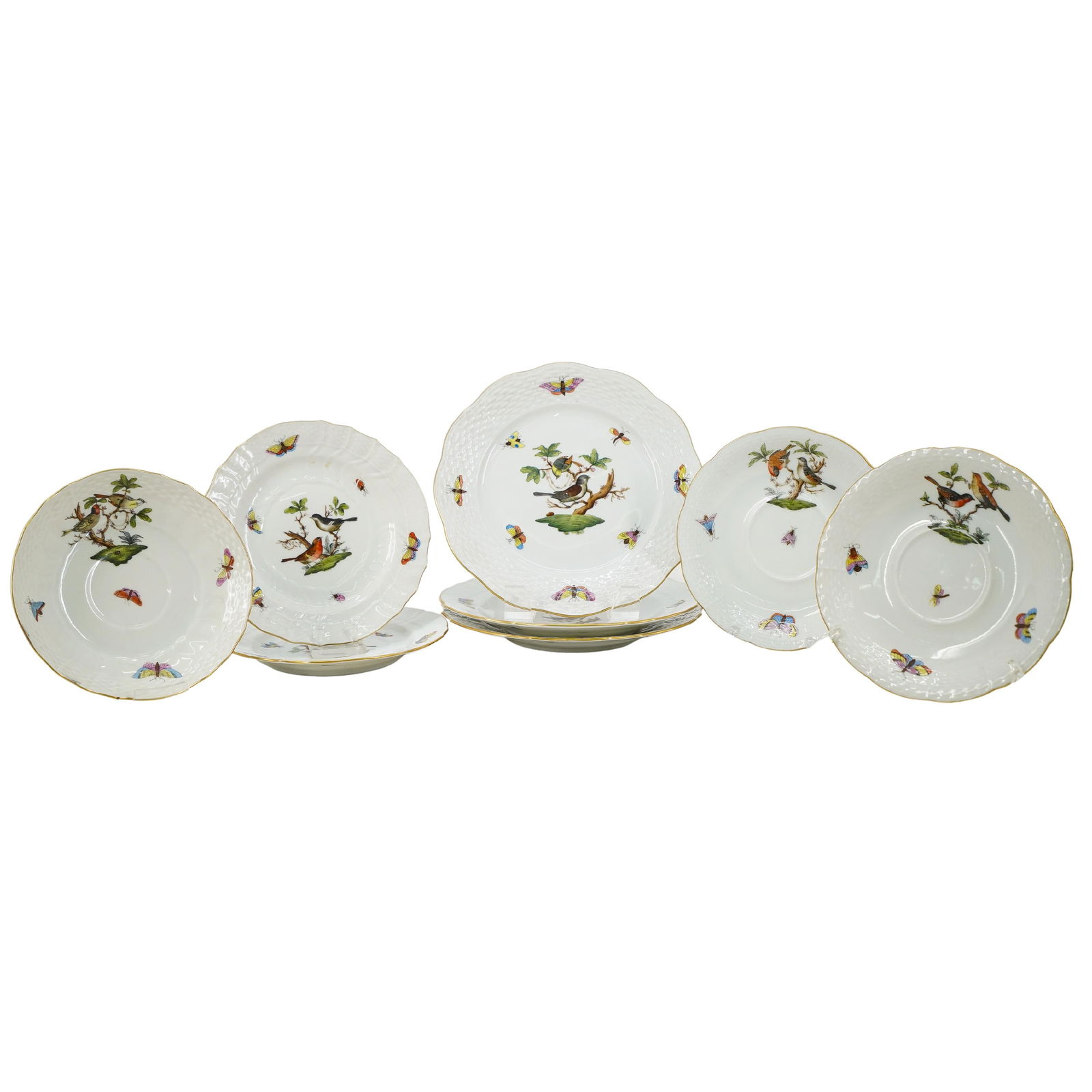 (8 Pc) Herend Porcelain "Rothschild Bird" Assorted Plates Set (1 of 20)