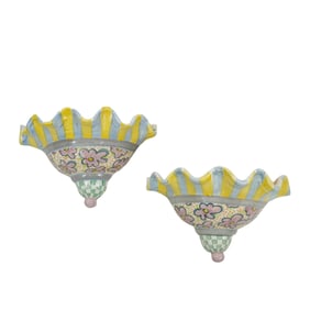 (2 Pc) Mackenzie Childs Ceramic Wall Pockets