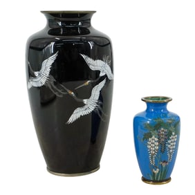(2 Pc) Japanese Cloisonne Vases