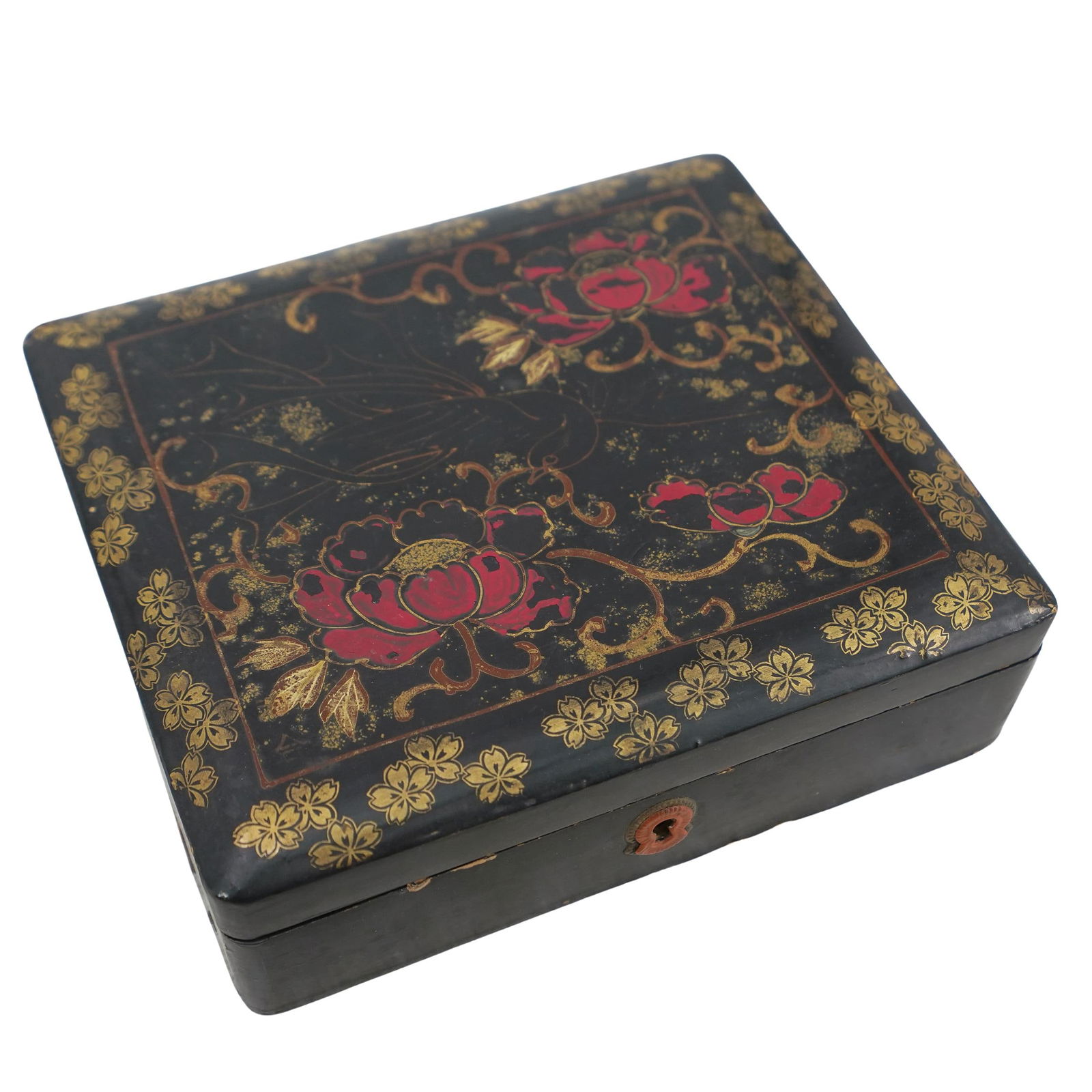 Japanese Floral Lacquered Box (1 of 7)